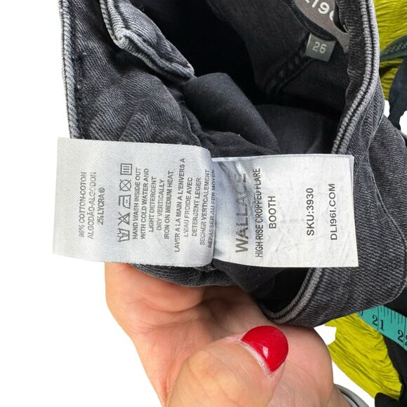 DL1961 Black Distressed Flared Fringe HIgh Waisted Jeans - Picture 7 of 7